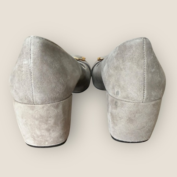 AUTHENTIC Prada | Vintage Gold Hardware Suede Pumps | Size 38 - Picture 6 of 13